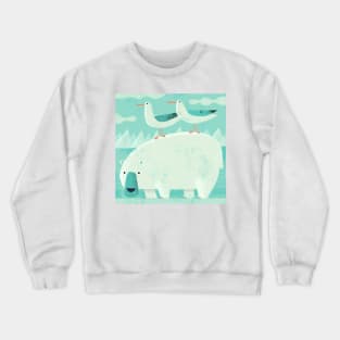 Polar Bear with Pesky Gulls Crewneck Sweatshirt